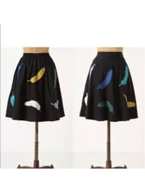 Anthropologie Girls from Savoy Yarn Plumes Feather Skirt Size 4 Black Pockets